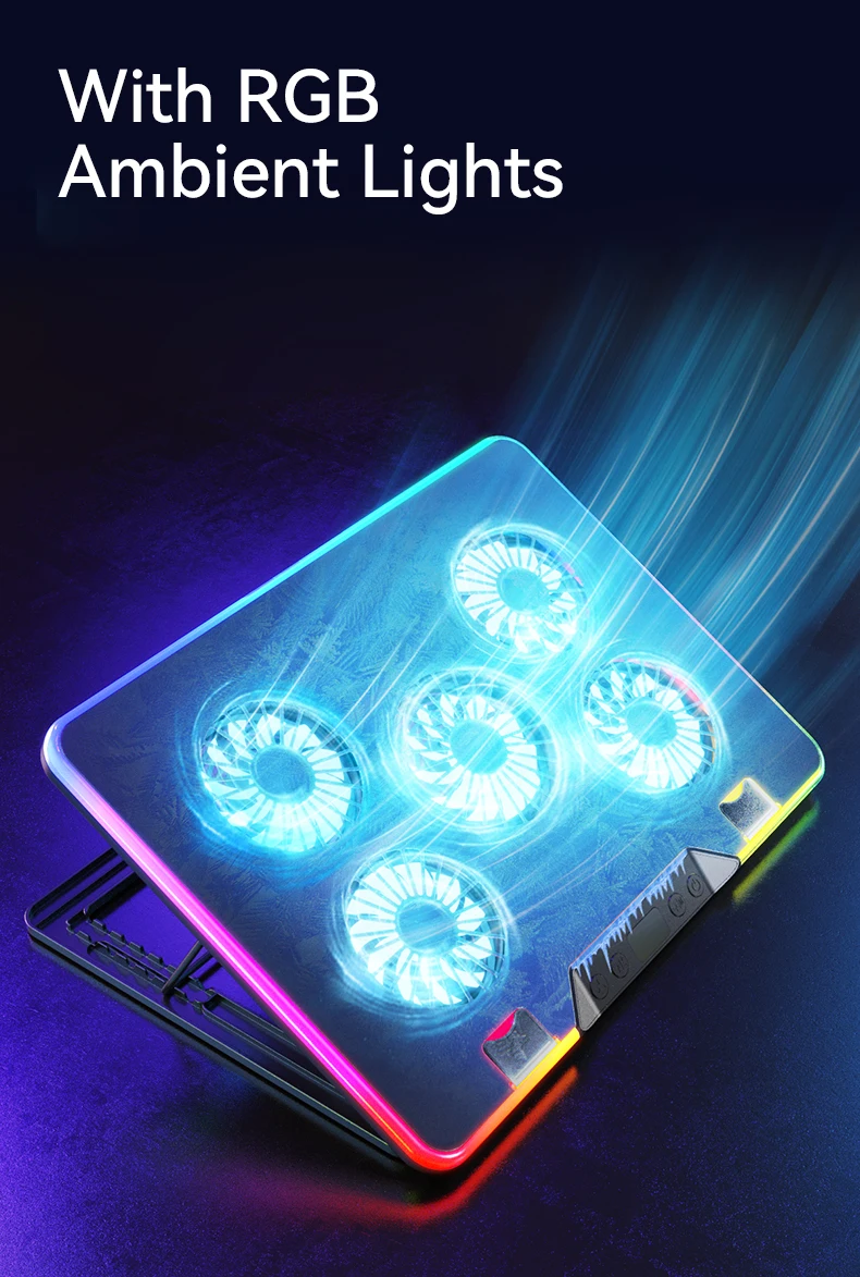 Охлаждающая подставка RGB для ноутбука с 5 вентиляторами эргономичный комфортный кулер легкая Подставка-кулер
