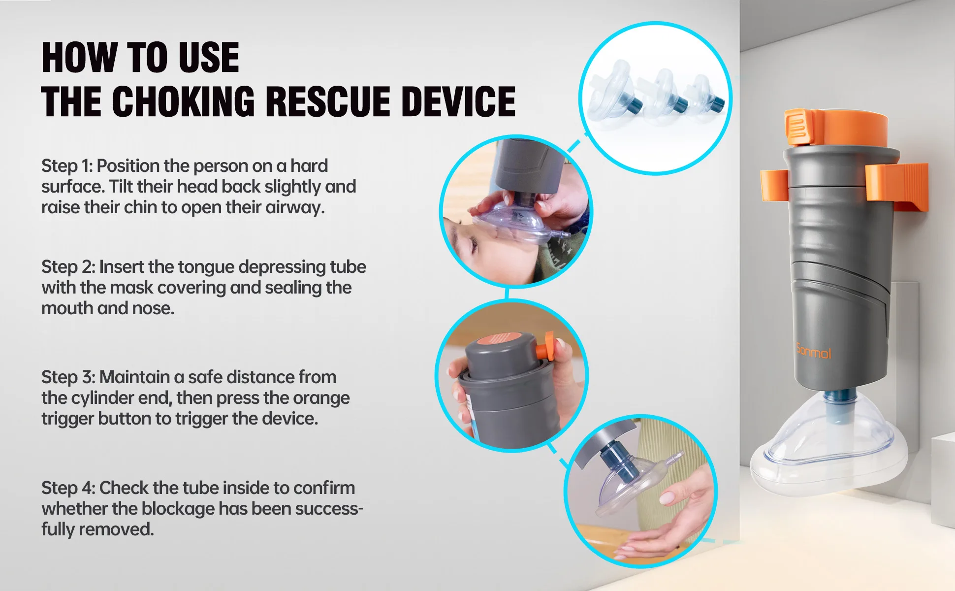 Sonmol Automatic Choking Rescue Anti Choking Device Aiway Throat Obstruction Blockage Removal Manual Suction Emergency