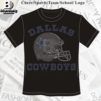 New Arrival NFL Football Team Rhinestone Transfer Design Custom Dallas Cowboys Hotfix Rhinestone Transfer for T-Shirt