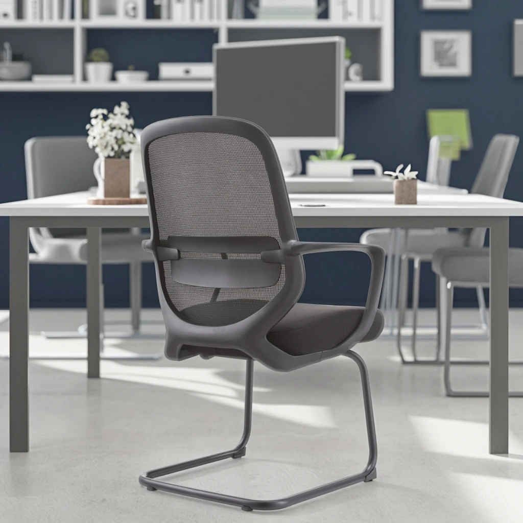 New Arrival  Black Rubber Powder-Coated Springframe Commercial Heavy Load Industrial Mesh Task Chair Tool-Free Adjustment 6