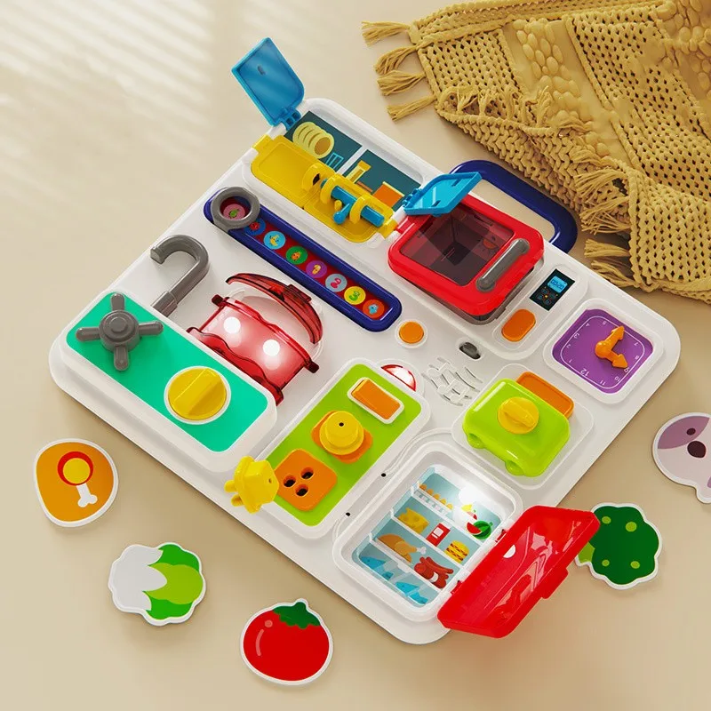 Simulation Kitchen Toy for Kids Develop Fine Motor Skills Interactive Plastic Toy Electric Busy Board Montessori