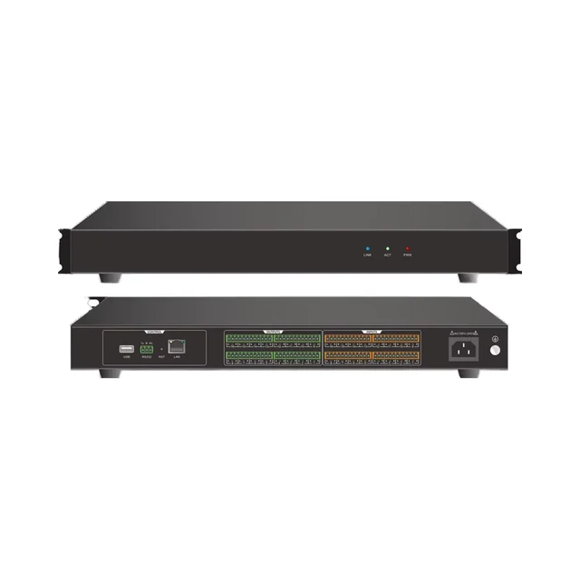 16-In/16-Out Audio Processor with 48V Phantom Power DSP AEC ANC & Matrix Mixing Web Controlled Audio Splitter & Converter