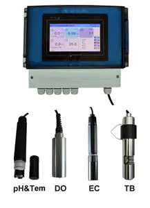 pH EC Salinity Turbidity DO Temp Online Monitoring for Waste Water Treatment River Lake Sea Water Fish Farm Shrimp Aquaculture