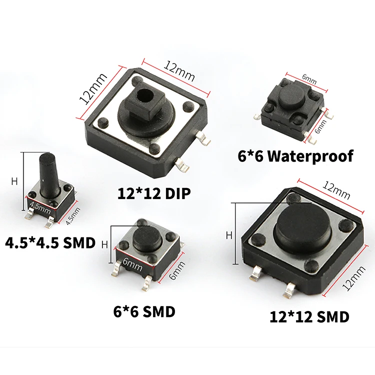 Illuminated Smd Tactile Switch Tact Switch 6x6x8 Side 4 Pin 5 Pin