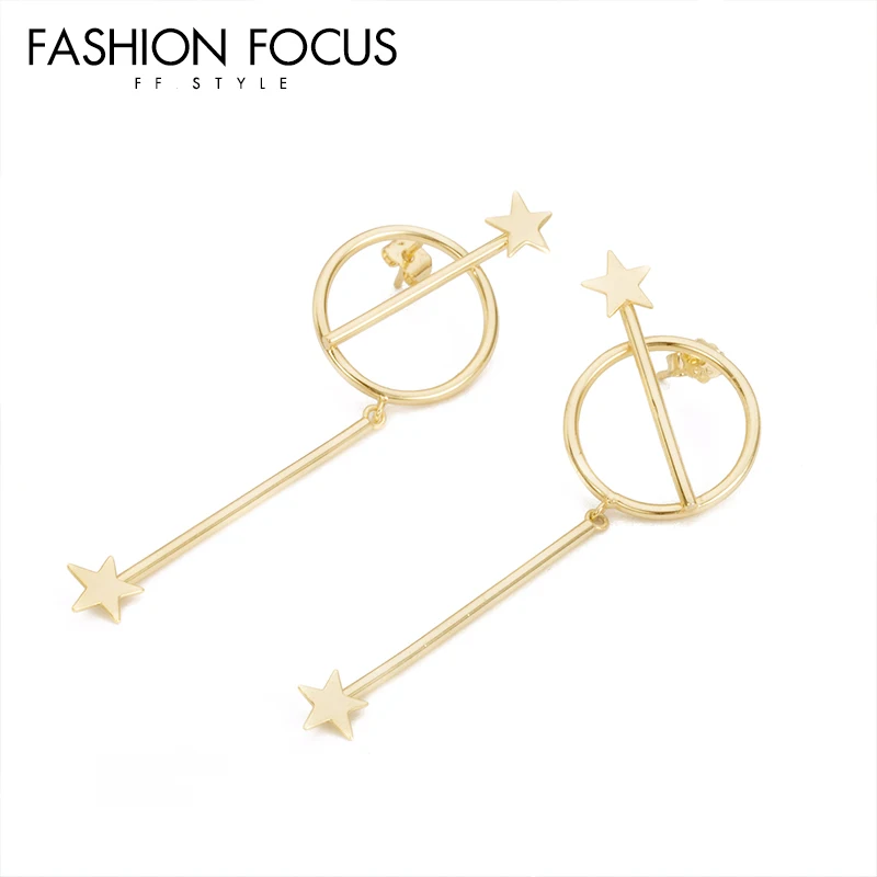 Unique Custom Personalized Brass 18K Gold Plated Women Gift Jewelry Fashion Star Drop Earrings(图3)