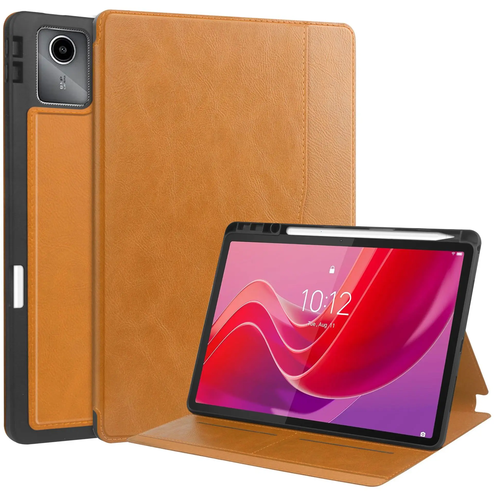 Leather Tablet Case for Lenovo Xiaoxin Pad 2024 TB331FC Card slot protective case with pen slot soft TPU case