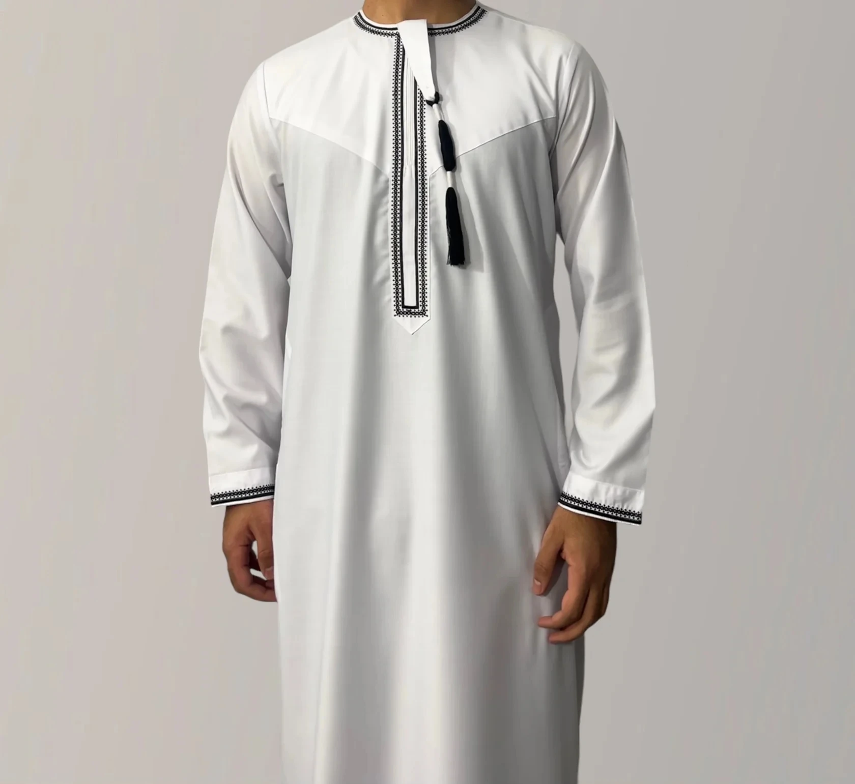 Long Sleeve Kaftan Robe Islamic Ramadan Omani Kurta Pajama Jubbah Dubai ...