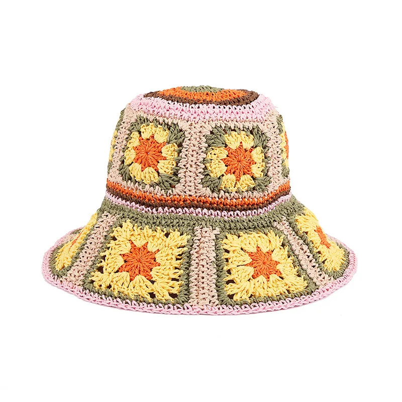 Crochet Paper Straw Hat Outdoor 