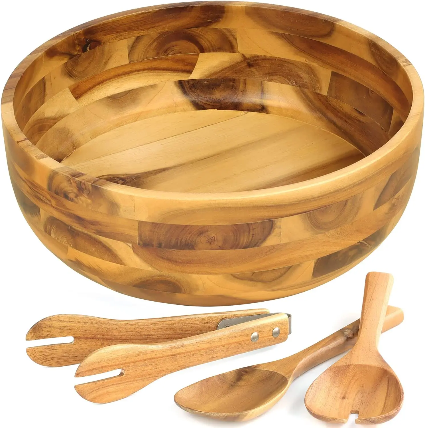 Wooden Salad Bowls Set Acacia Wood Bowls With Utensils Big Vegetable