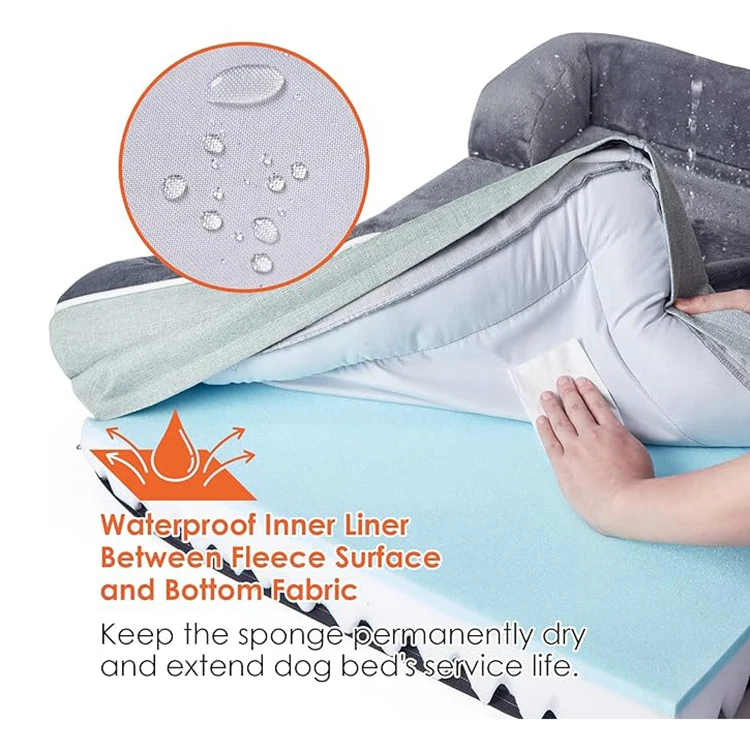 Factory Customized Minimalist Fancy Funny Rectangle Orthopedic Memory Foam Dog Bed Modern Anti Stress Pet Cat Bolster
