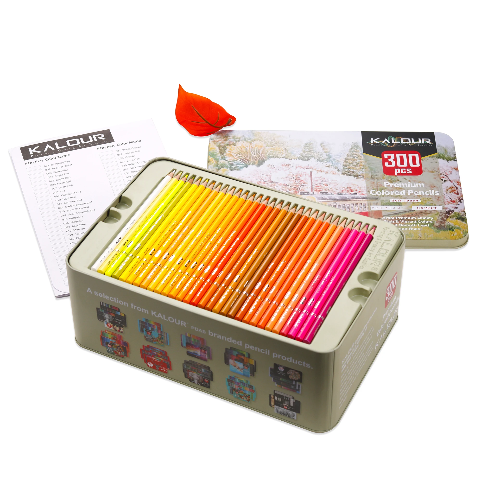 KALOUR – ensemble de crayons de couleur 120 180, boîte en fer blanc, noyau  de 3.8 MM, crayons de couleur doux et lisse à l'huile pour dessiner des