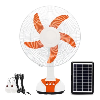 Wholesale Ac Dc 12v Charging Battery Ac/Dc Led Light Desk Fan Usb Electric 14 Inch Table Solar Plate Rechargeable Fan
