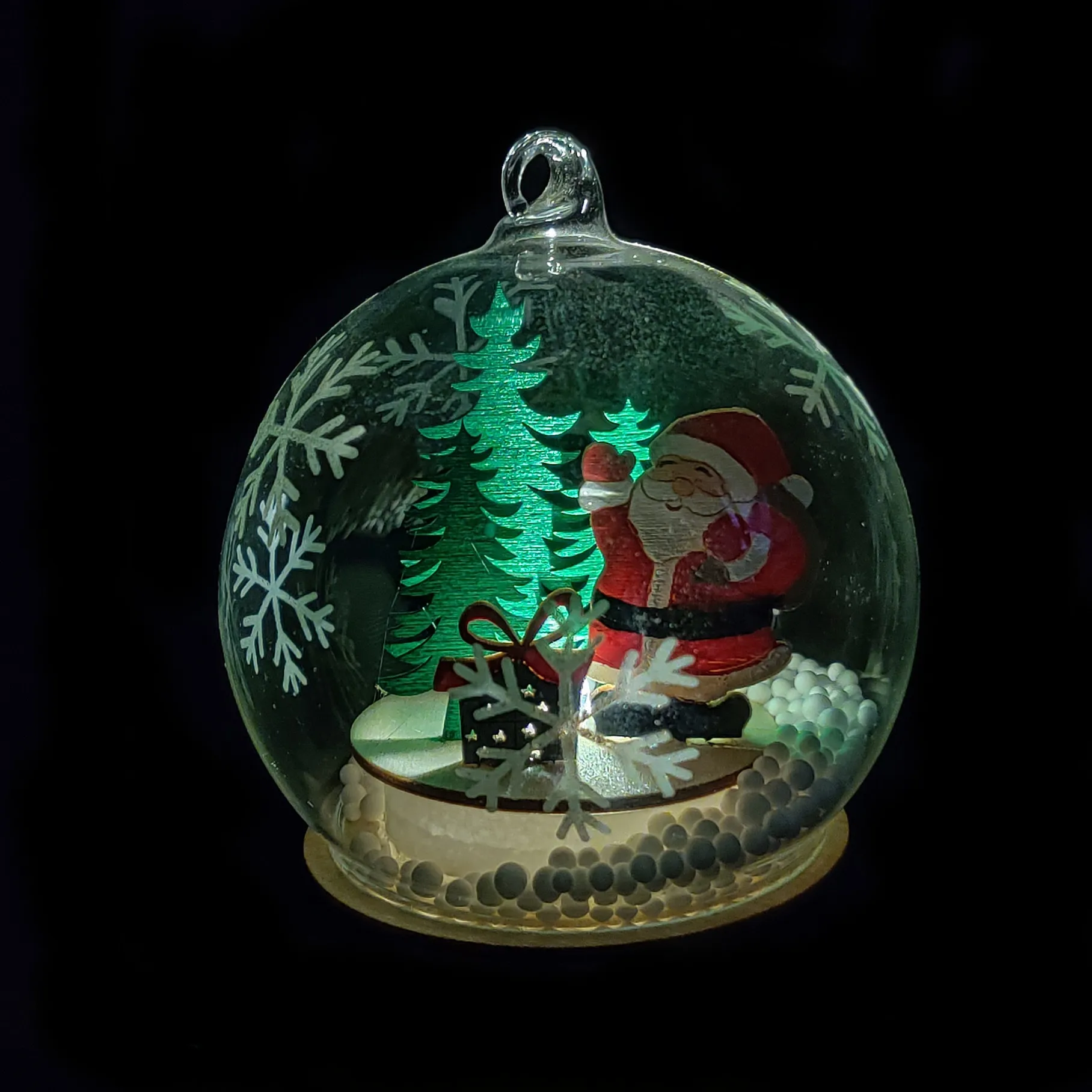 Custom personalised 8cm transparent led lighted glass decoration christmas ball ornaments wholesale