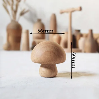 Custom Wooden Mushroom Head Blanks Peg Dolls Wood Sculpture Painting Wooden Kokeshi Peg Doll Craft Toys