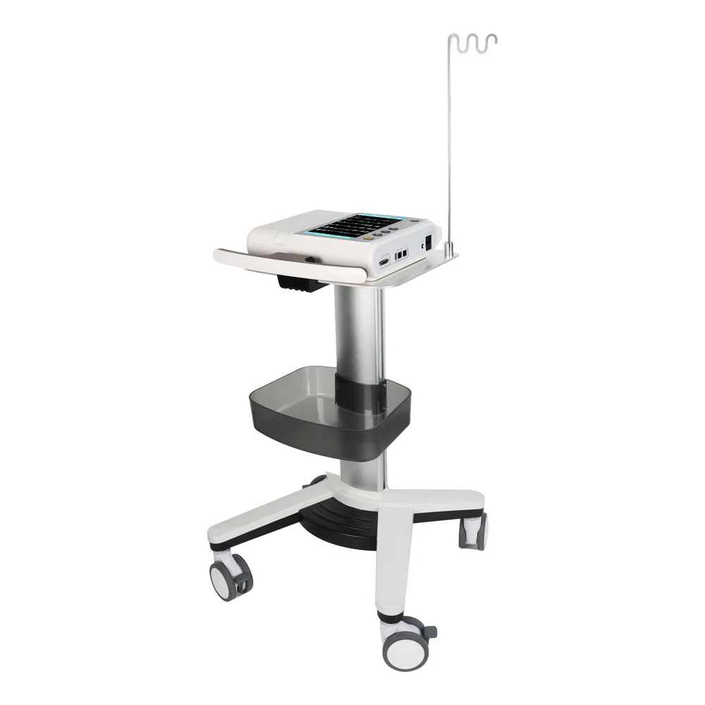 ECG Equipment Trolley Adjustable Cable Storage Arm Aluminum Alloy 4" Brake Wheels Modern Hospital Cart for Hotel Clinic Outdoor 6