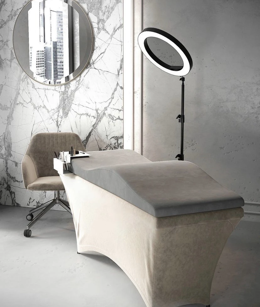 Oem Beauty Salon Bed Velvet Covers Foam Massage Table Curved Extension