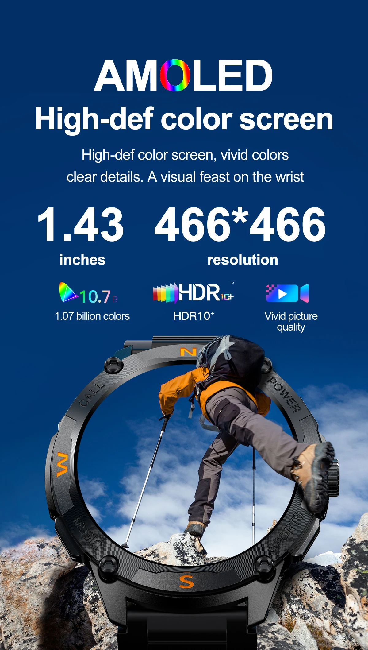 2026 QW76 GPS Smartwatch BT Call 1.43inch Amoled Screen Waterproof Outdoor Sport Heart Rate GPS Relojes Smart Watch for Men