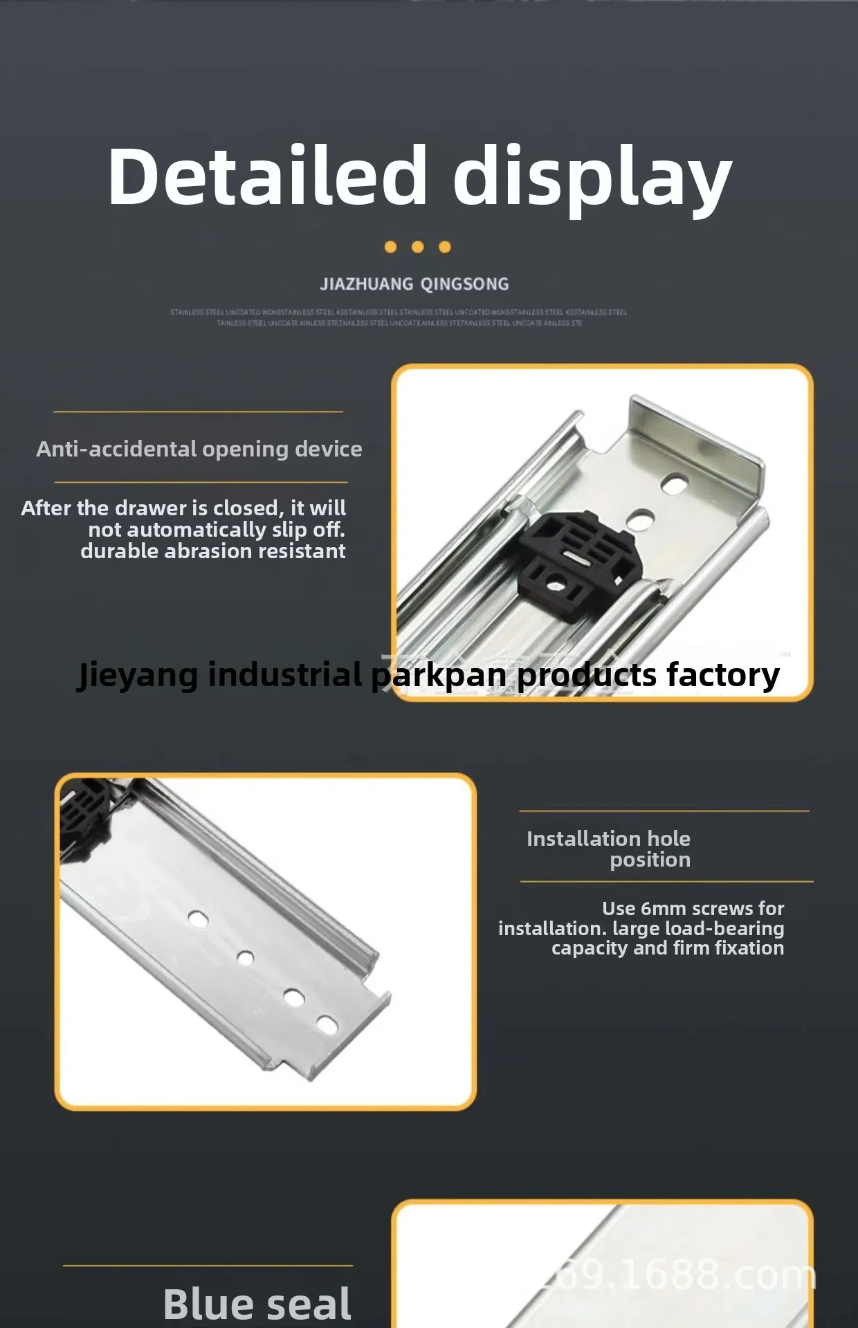 7630 Caj&oacute;n de servicio industrial pesado Deslizos Tobogados triple de rodamiento de bolas de extensi&oacute;n completa Muebles de caj&oacute;n 