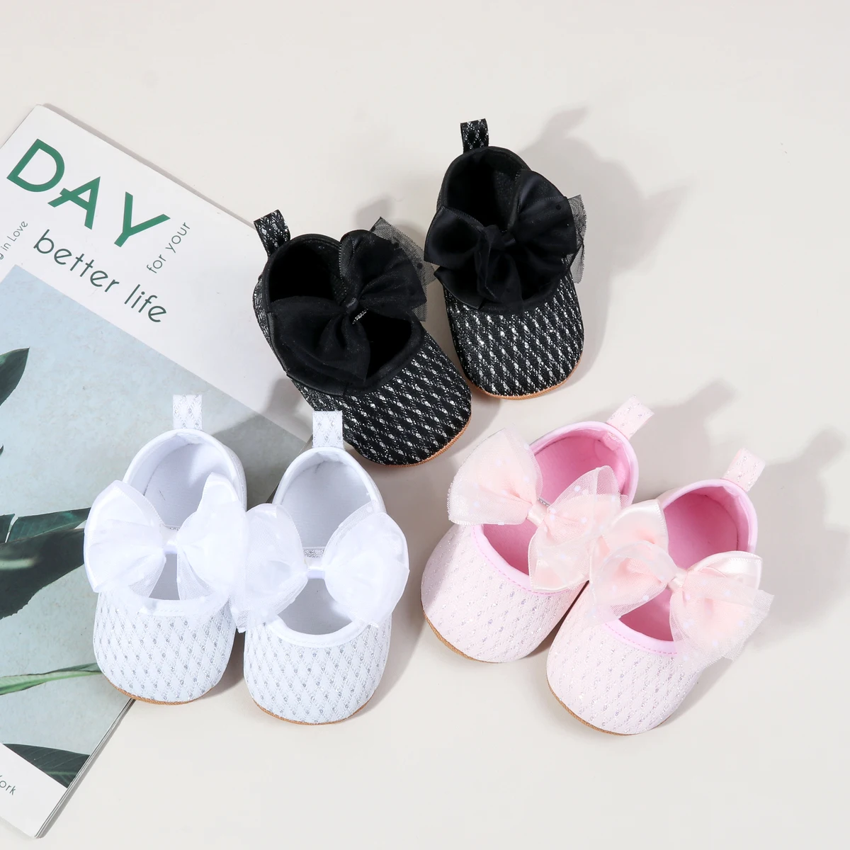 Big Bowknot Design Spring Autumn Newborn Infant Baby Shoes for Girls in Bulk