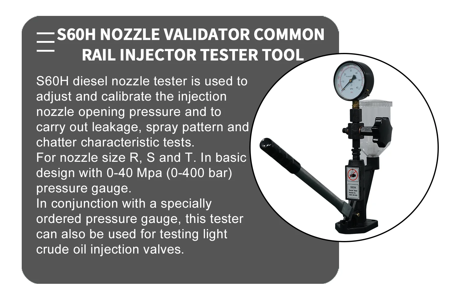 Small Simple Diesel Fuel Injector Testing Common Rail Injector Tester