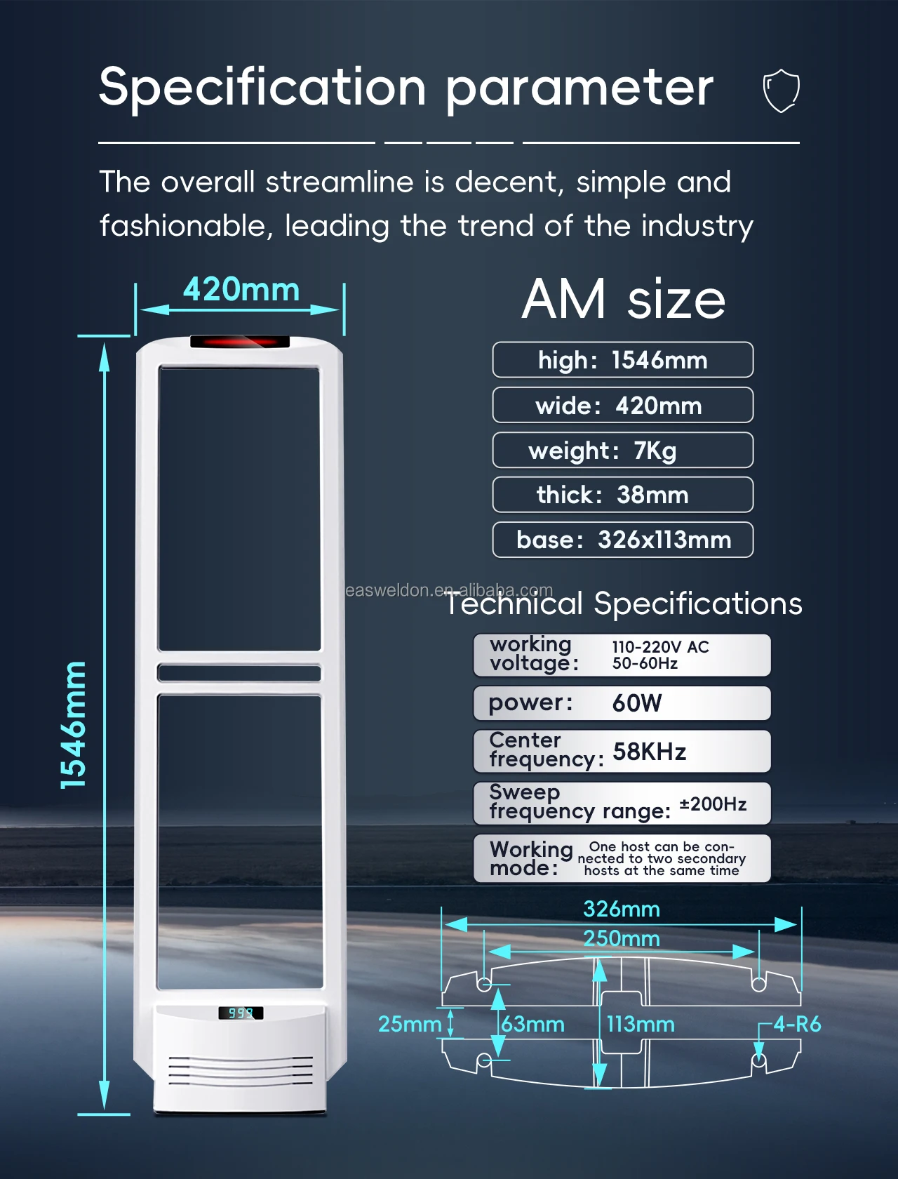 Antenna Detection System in Shop EAS Anti-theft System Alarm Shoplifting Security Eas AM System 58khz