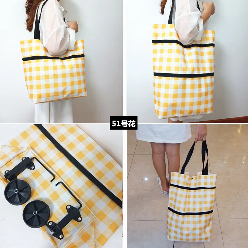 Custom Travel Supermarket Portable Shopping Tote Bag Trolly Cart