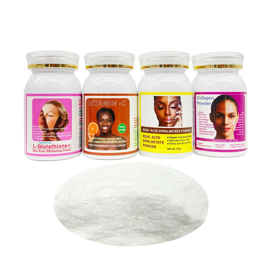 Poudre de L-Glutathion, Vitamine C, Acide Kojique et Collagène pour  éclaircir la peau, à mélanger avec du savon ou de la lotion, 4 flacons par  set