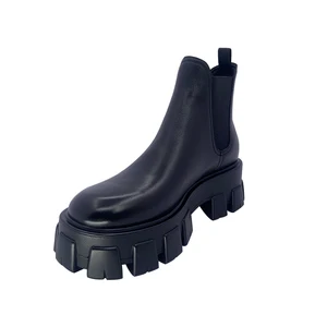 Hot Selling Women's Boots Personalized Thick Soled Flat Shoes Rubber Mid Heel Ankle Boots Leather Fashion Women's Shoes