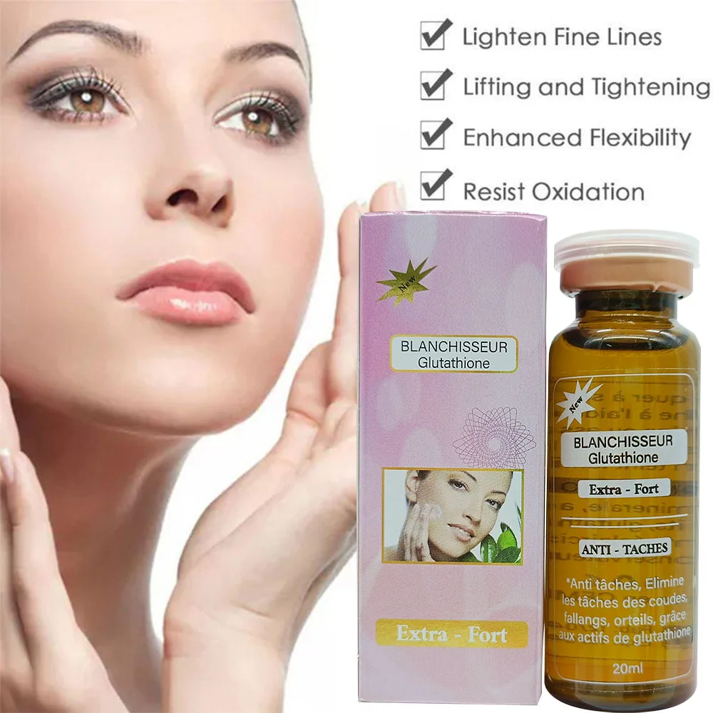 Le meilleur srum claircissant et anti-taches pour la peau, enrichi en glutathion et aux extraits de fruits, usage externe. Le meilleur srum claircissant et anti-taches pour la peau, enrichi en glutathion et aux extraits de fruits, usage externe.