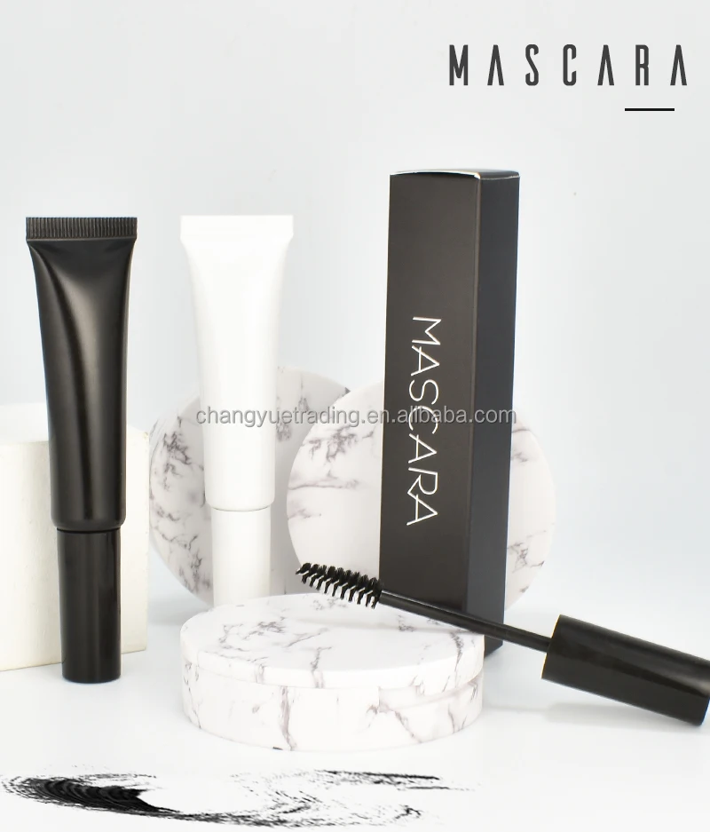 Lash Mascaras White Squeeze Tube Custom Logo Waterproof Lasting Black