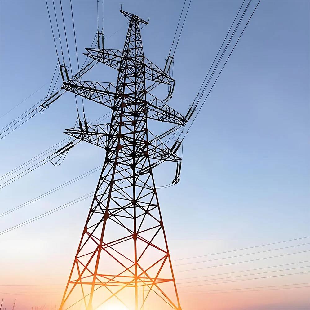 torre de línea de transmisión de celosía galvanizada autoportante de doble circuito de 35, 132 y 220 kV, torre de energía de acero angular