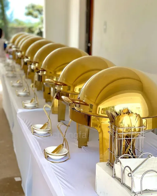 Roll top Design Restaurant Hotel Chafing dish Buffet Gold Display equipment Food warmer Catering Chefing dish set
