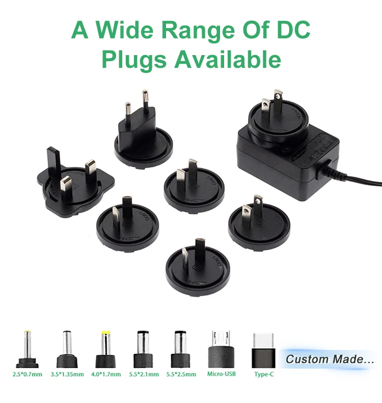 12V 1.5A AC DC Interchangeable Power Adapter