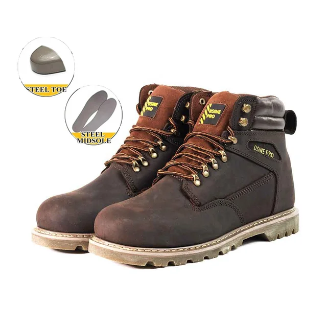 Top Quality Men Women Shoes Factory Price Outdoor Safety  Goodyear Welt Cow Leather Steel Toe Steel Midsole Brown Boots