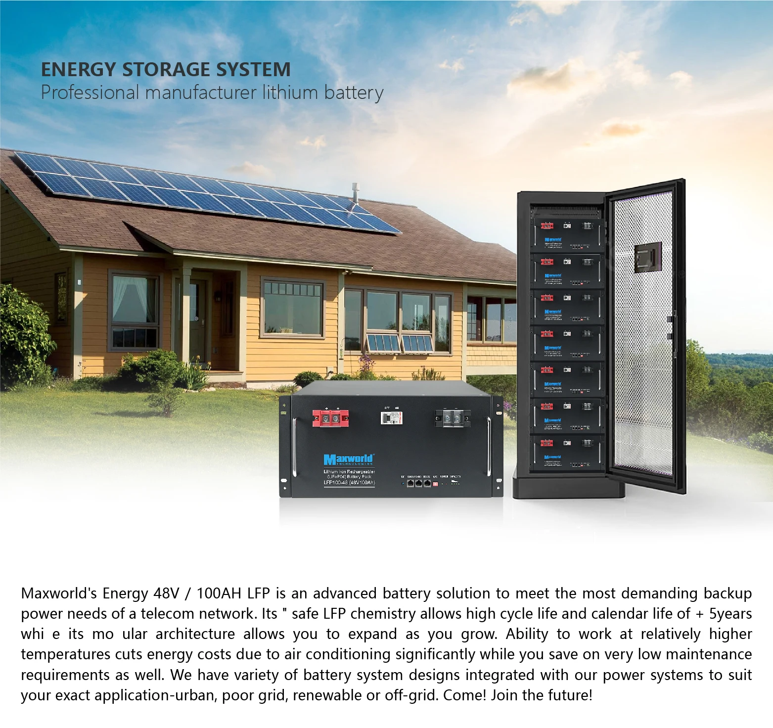 Ess Lifepo4 48v Battery - 100ah Stacked System for Energy Storage
