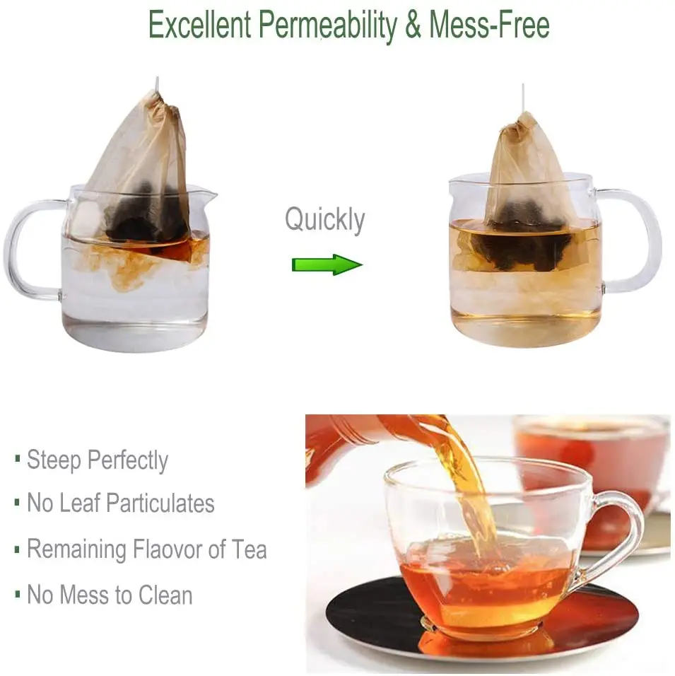 Round Shape Tea Filter Bags Disposable Paper Tea Bag with Drawstring Strong Penetration Paper Bag for Loose Tea and Coffee