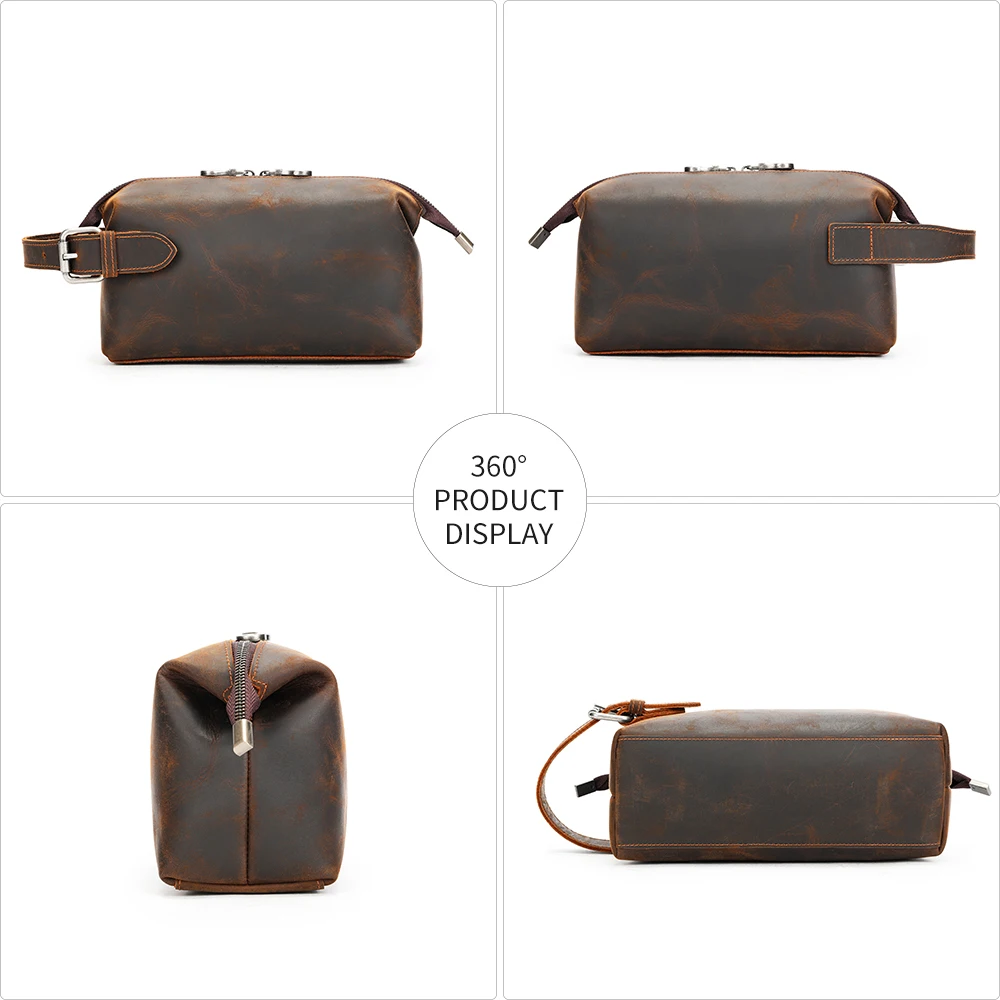 Pochette De Voyage En Cuir Véritable Moscardini - Trousse De Toilette Cosmétique - Fabriqué En Italie