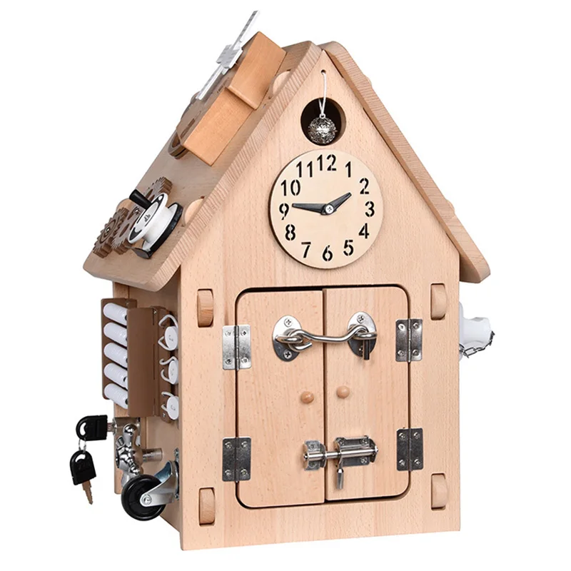 COMMIKI Mobile Educational Toys Montesorri Educational Toys Toddler Toys Early Educational Busy House With Starry Roof-777047