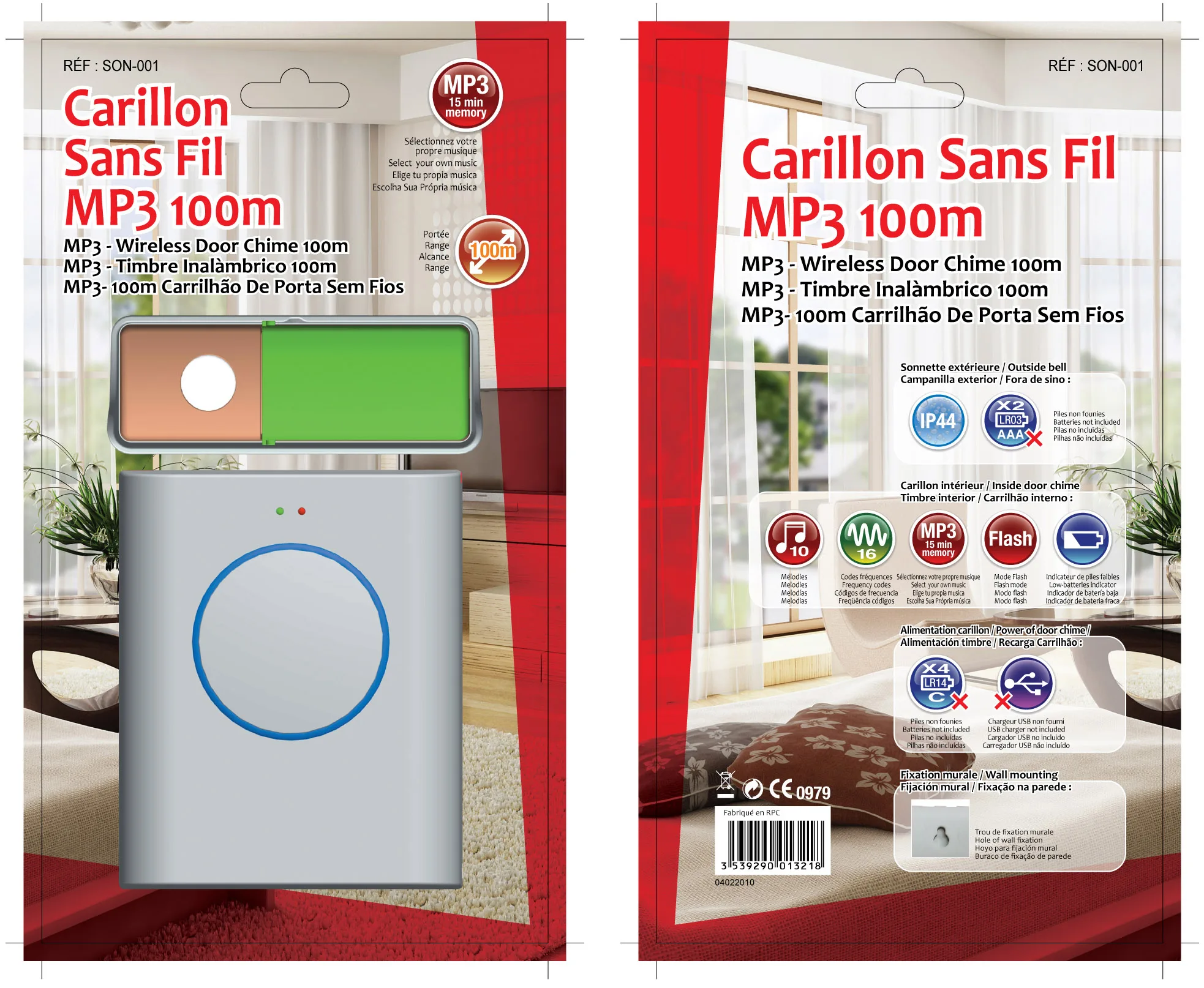 Smart Waterproof Mp3 Wireless Doorbell with Electrical Push Buttons