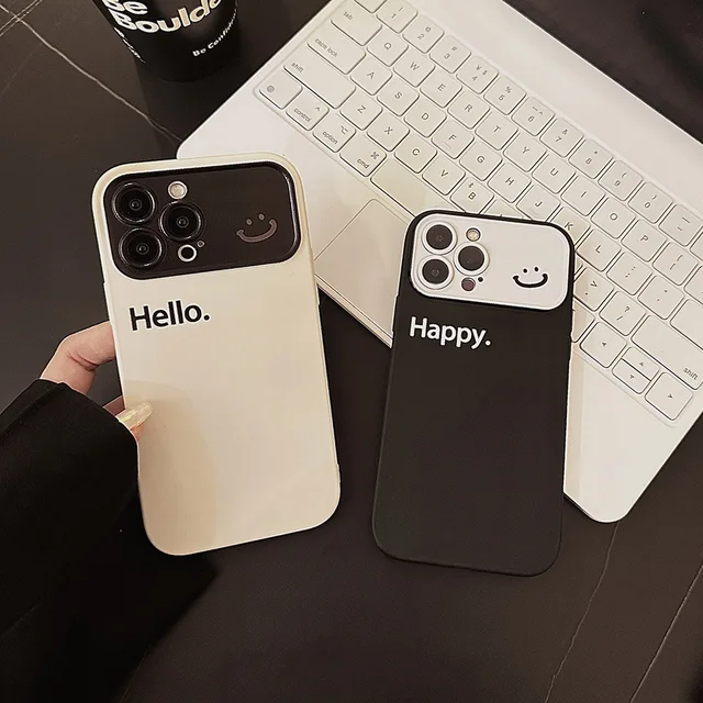 Simple smiling face suitable for iPhone 15 Pro Max phone case anti drop and scratch resistant soft case