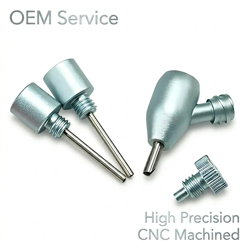 Precision CNC Machined Aluminum OEM Custom Metal Machining Stainless Steel Threaded Needle Tube Nozzle CNC Turning Medical Parts
