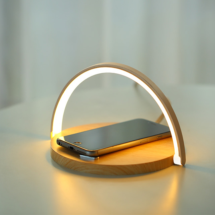 Universal 10W Fast Wood Multi Table Qi Led Light Lamp Phone Bracket Mobile Holder Wireless Phone Chargers With Lamp