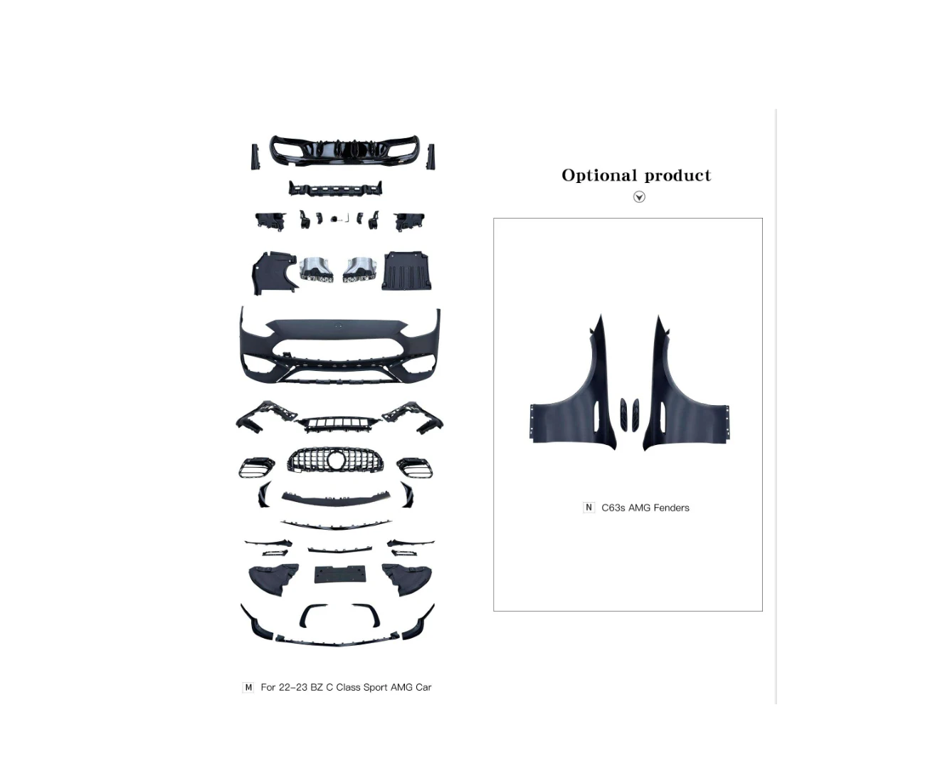 New Product Luxury Body Kit For 2223 Benz C Class W206 Upgrade C63s