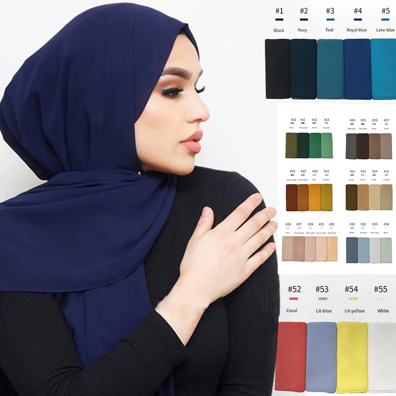 Wholesale Women Shawl Scarf Muslim Hijab Turban Musulman Chiffon  