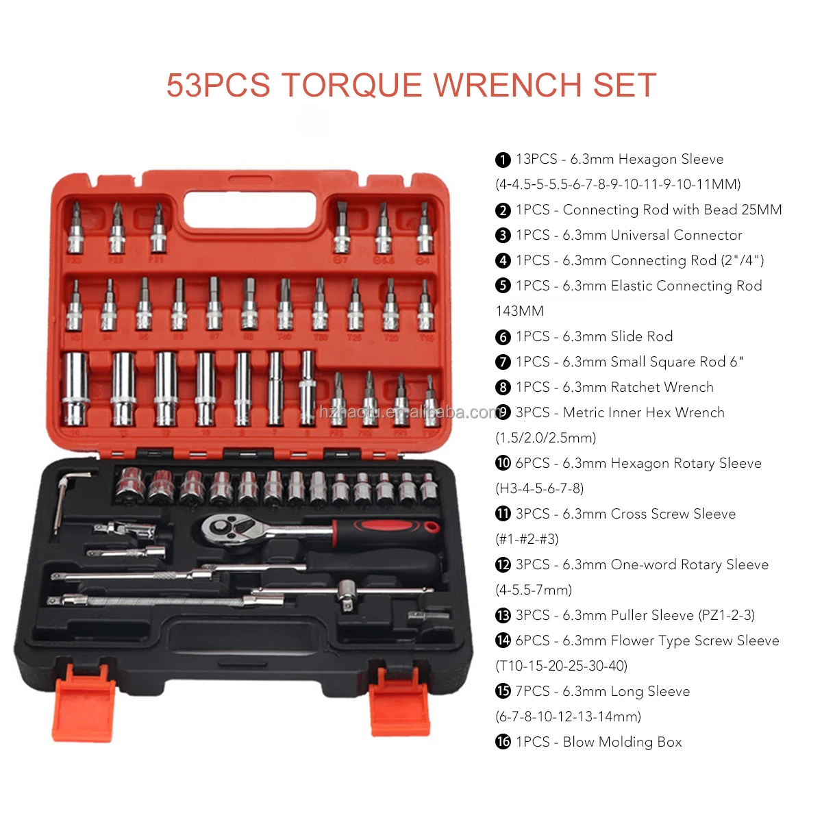 53pcs Heavy Duty Box Crv Car Ratchet Wrench Tools Spanner Socket Set ...