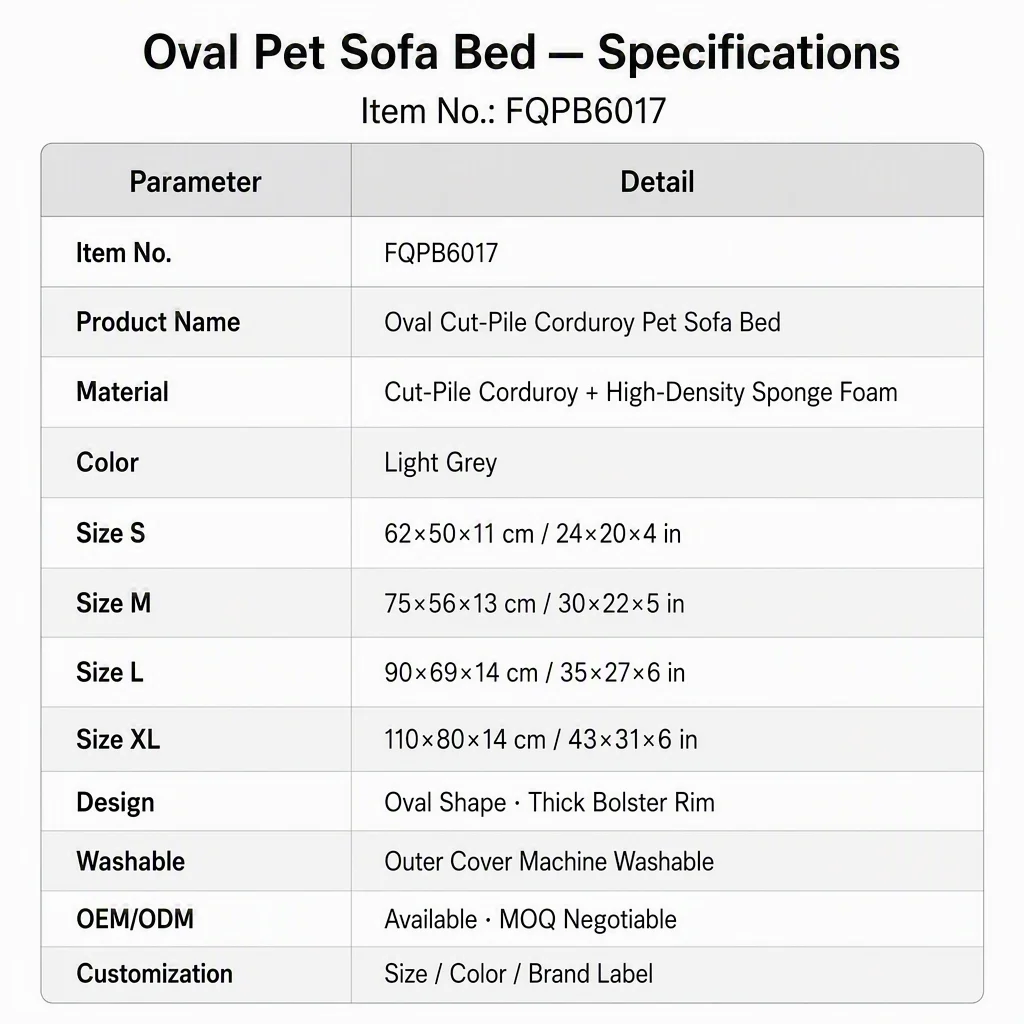 Oval Cut Pile Corduroy Pet Sofa — Product details 3