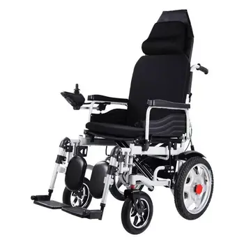 Steel Electric Folding Lightweight Wheelchair For The Elderly Disabled Electric Wheelchair Can Lie Flat