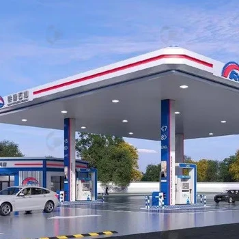 Steel Structure Gas Station Customizable Commercial Steel Buildings