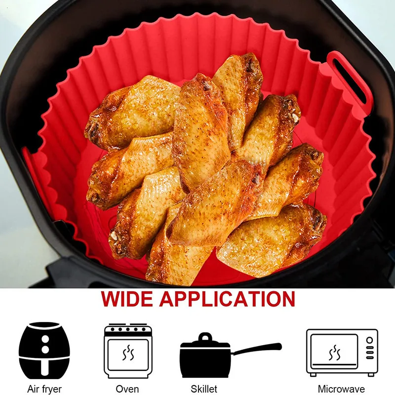 Kitchen Nonstick Bakeware Pan Round Reusable Air Fryer Silicone Oven Baking Tray Mat Accessories Air Fryer Silicone Pot