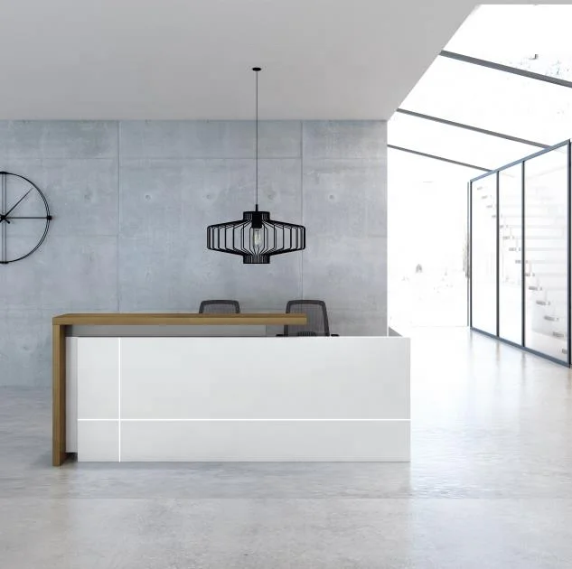 Modern Reception Desk for Offices - Durable Wood Counter with ...